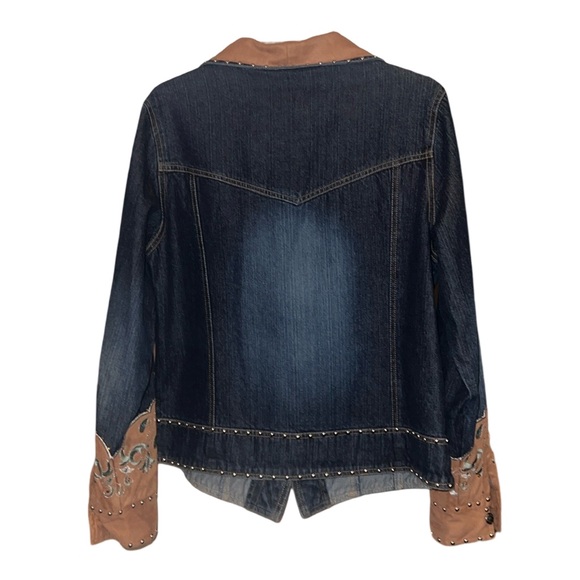 Gordon & James Blue Denim Western Jacket Studs Rhinestones Embroidered Medium - Picture 6 of 7